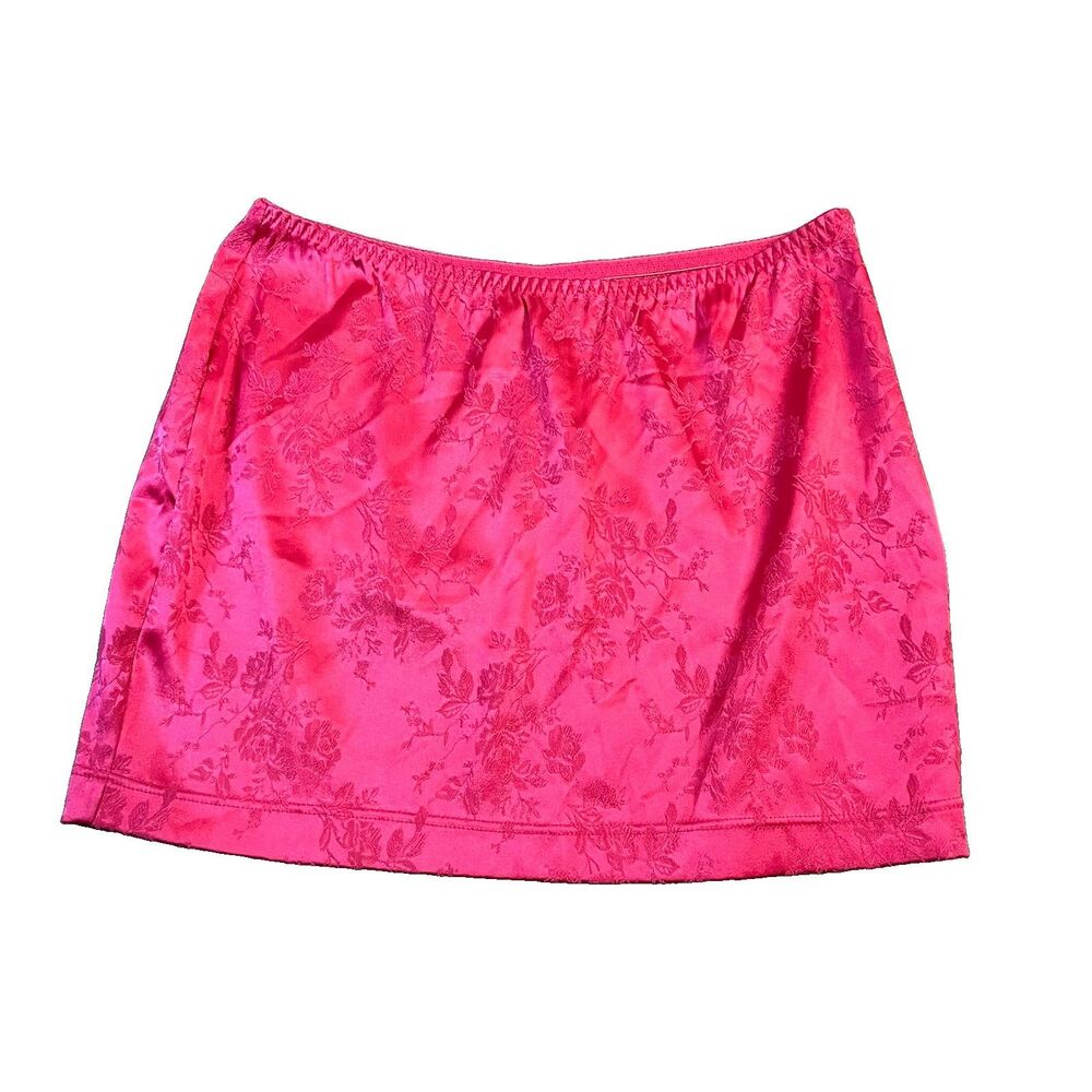 Fredericks Of Hollywood Mini Skirt Pink Silky Floral Fairy Satin Womens Size S
